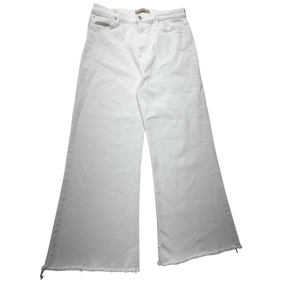 7 For All Mankind Jeans Womens 32x26 White Ultra High Rise Cropped Wide Leg